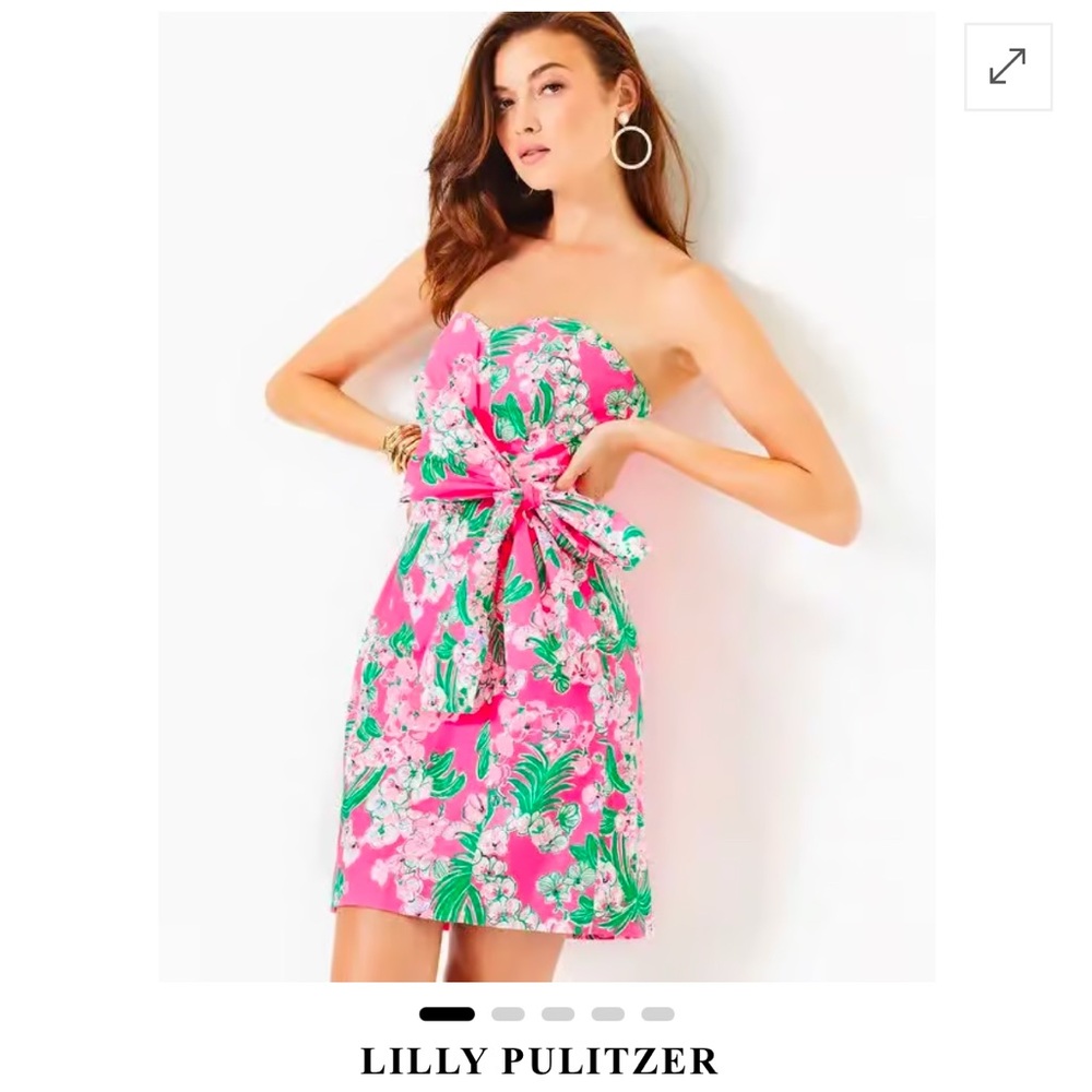 NWT 12 Lilly Pulitzer Stela Strapless Bow Stretch dress Worth A Look Floral prin